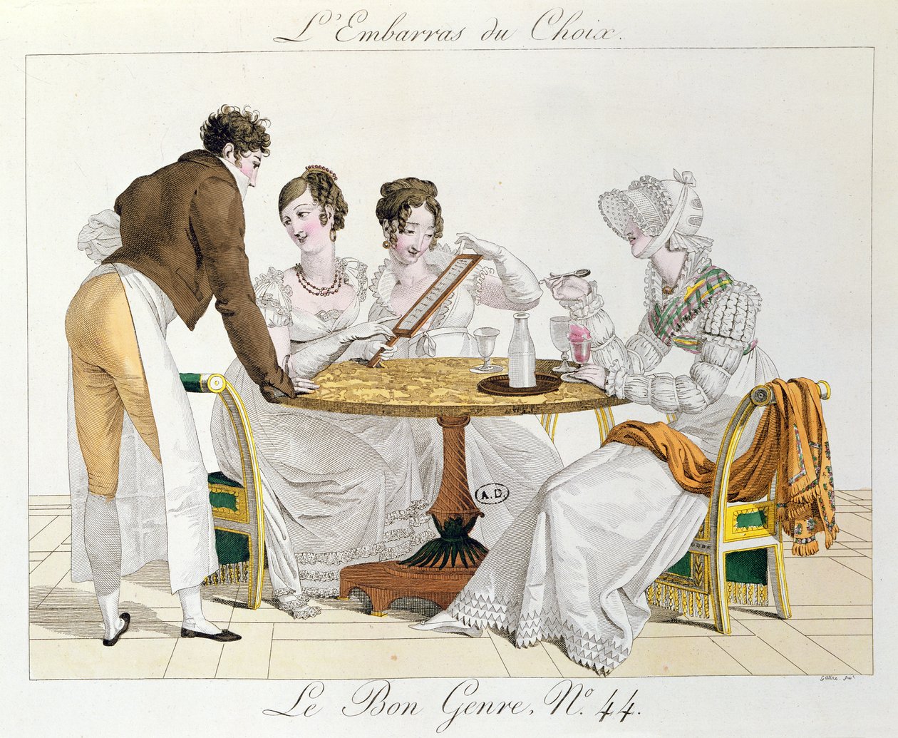 Zu viel Auswahl, Tafel 44 aus Le Bon Genre, 1827 von French School