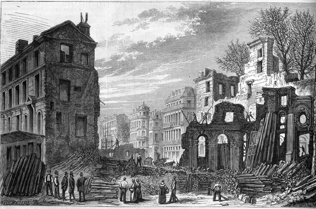 Transformationen von Paris unter dem Zweiten Kaiserreich, Haussmanns Paris: Durchbruch des Boulevard Saint-Germain. von French School
