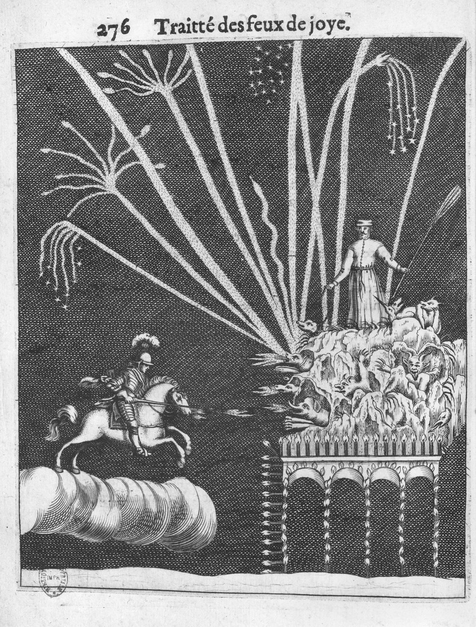 Abhandlung über Lagerfeuer, Illustration aus Pratique de la Guerre von Francois Malthus, Paris, 1656 von French School