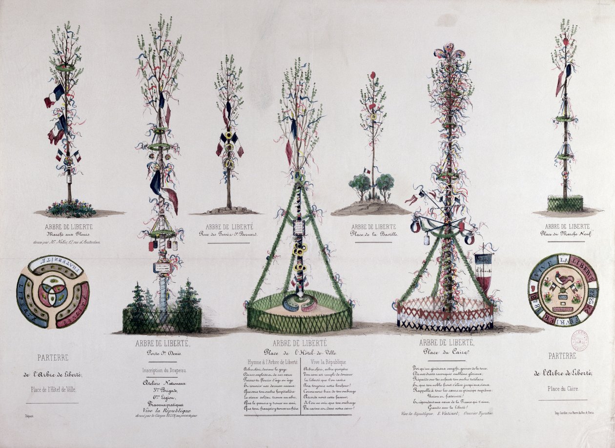 Freiheitsbäume, die 1848 in Paris gepflanzt wurden von French School