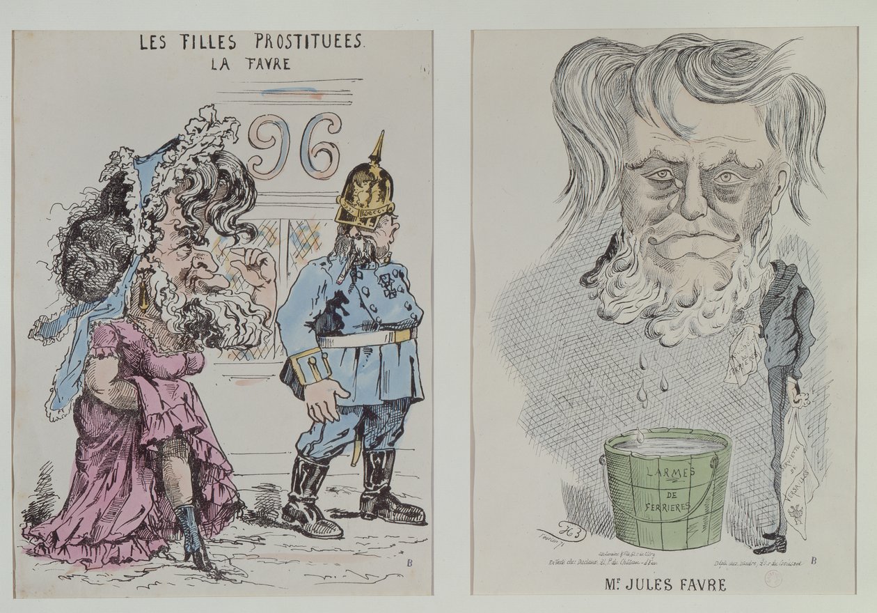 Zwei Karikaturen von Jules Favre (1809-80) 1870-71 von French School