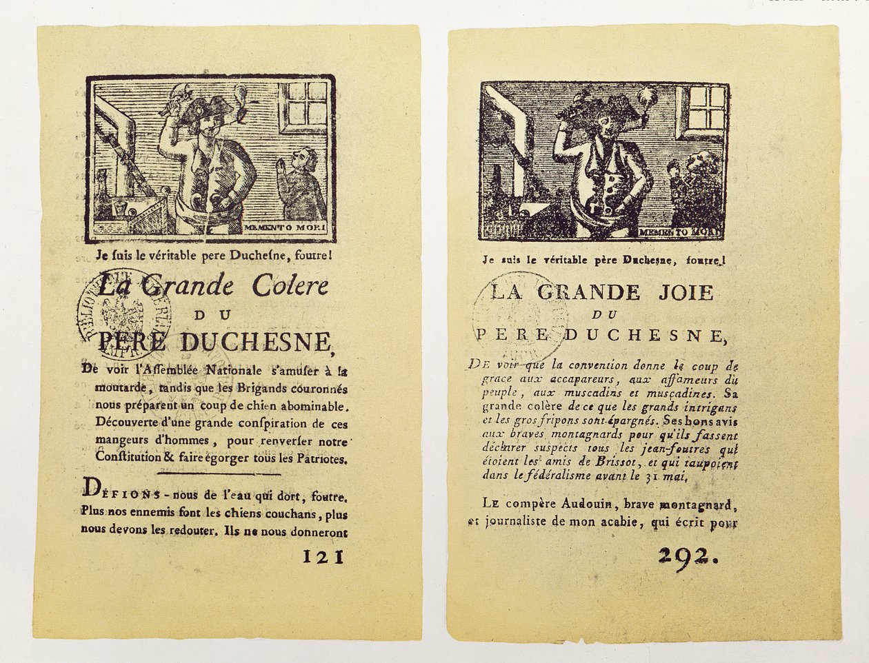 Zwei Seiten aus La Grande Colère de Père Duchesne, 1792 von French School