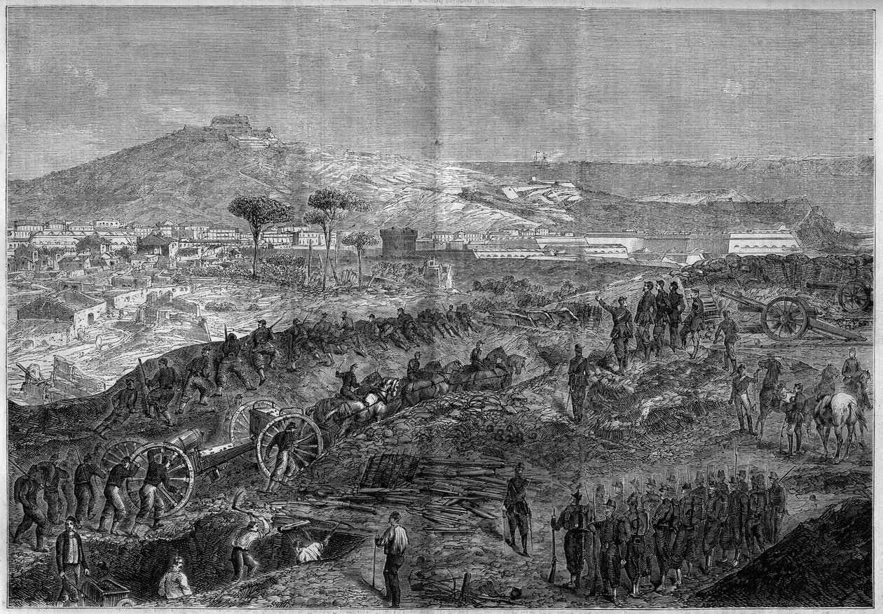 Einheit Italiens - Expedition der Tausend oder Rothemden unter der Führung von Giuseppe Garibaldi - Belagerung von Gaeta von French School