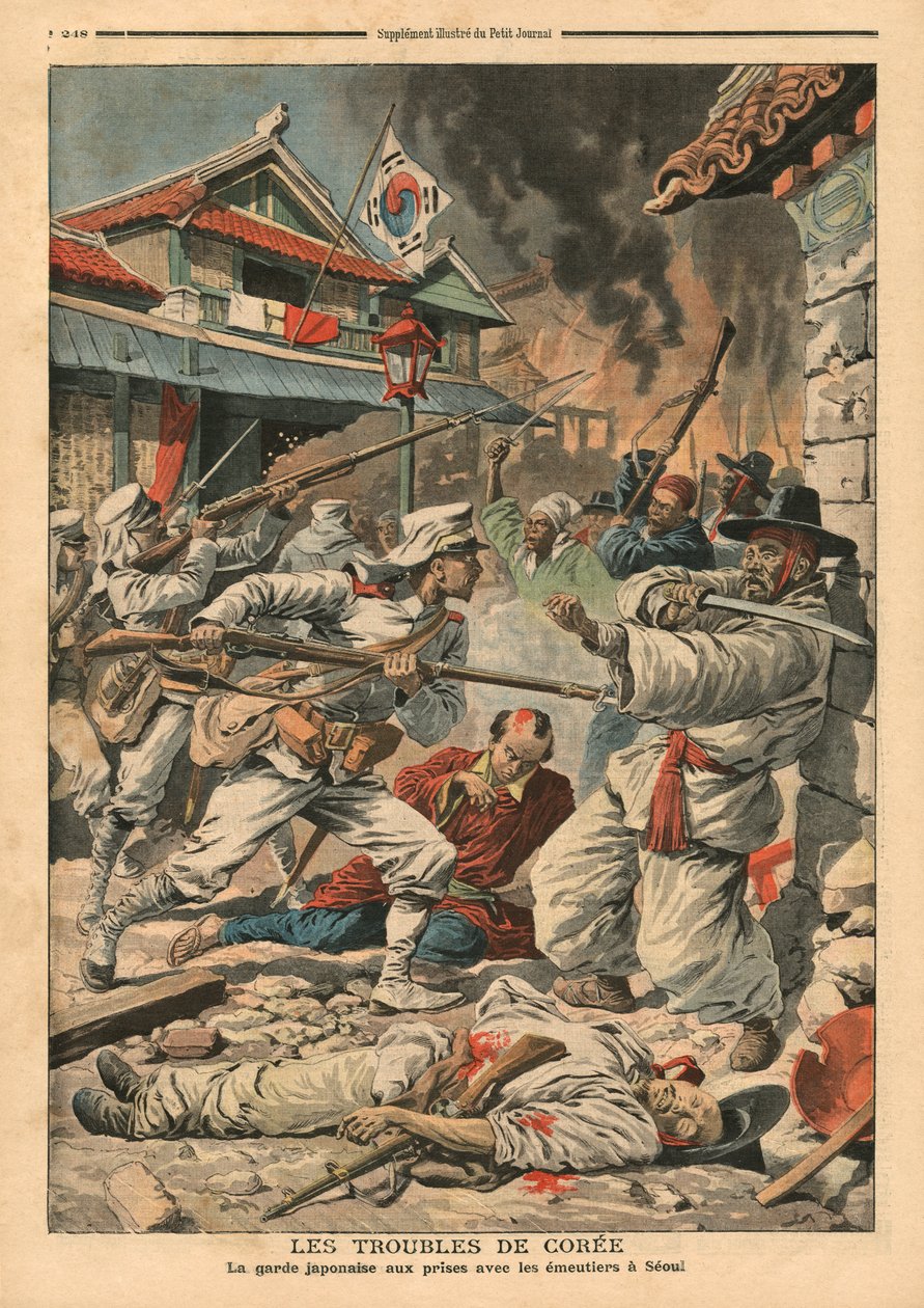 Unruhen in Seoul, Korea, Illustration aus 