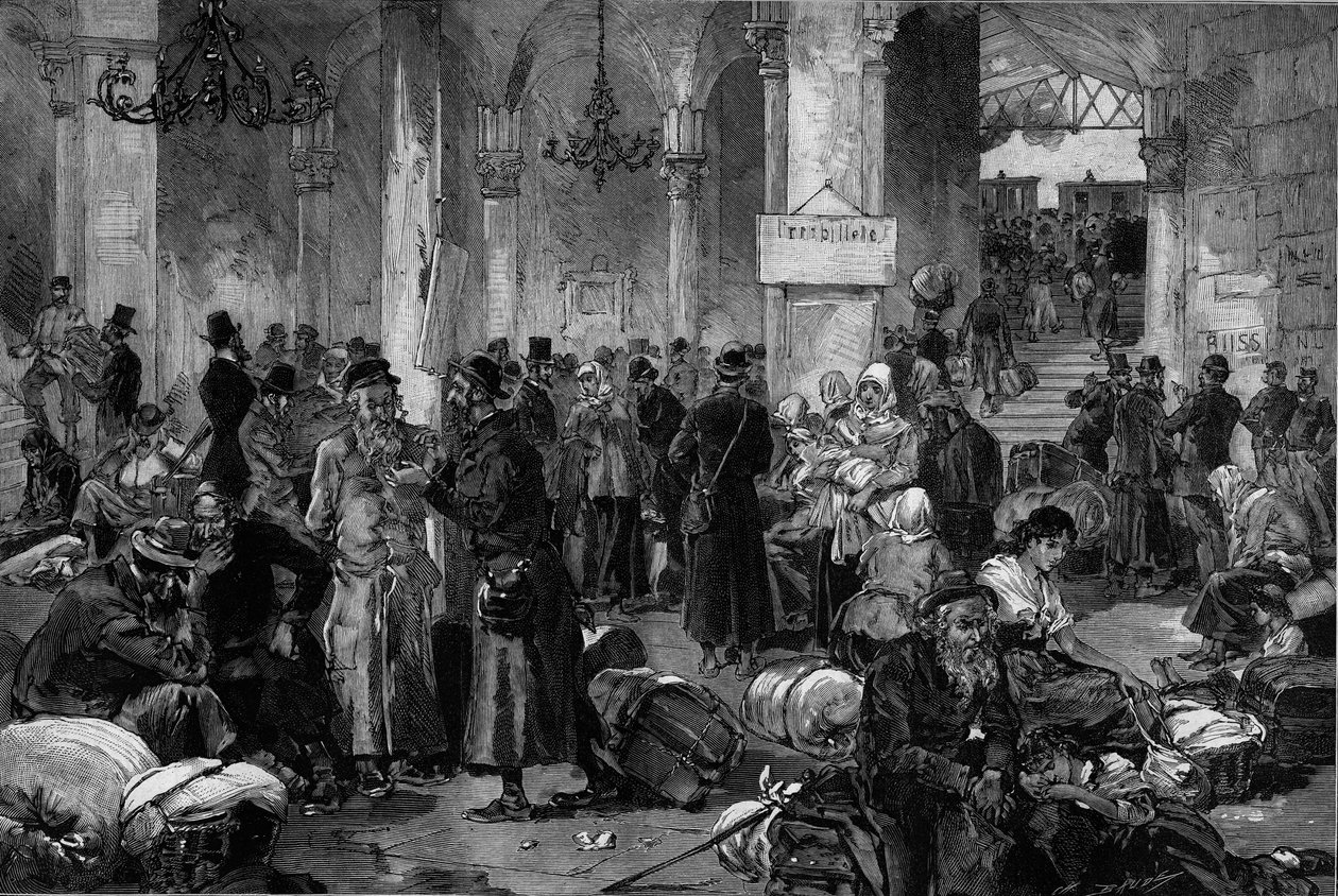 Wien 1882, die Halle der verlorenen Ursachen des Nordens: die Rückführung der nach der Beruhigung der antisemitischen Bewegung in Russland verbannten Juden, aus 