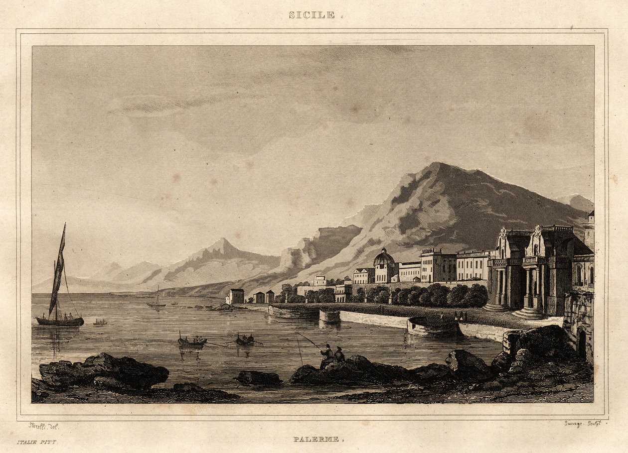 Ansicht von Palermo, Sizilien, Gravur von Storelli, in 