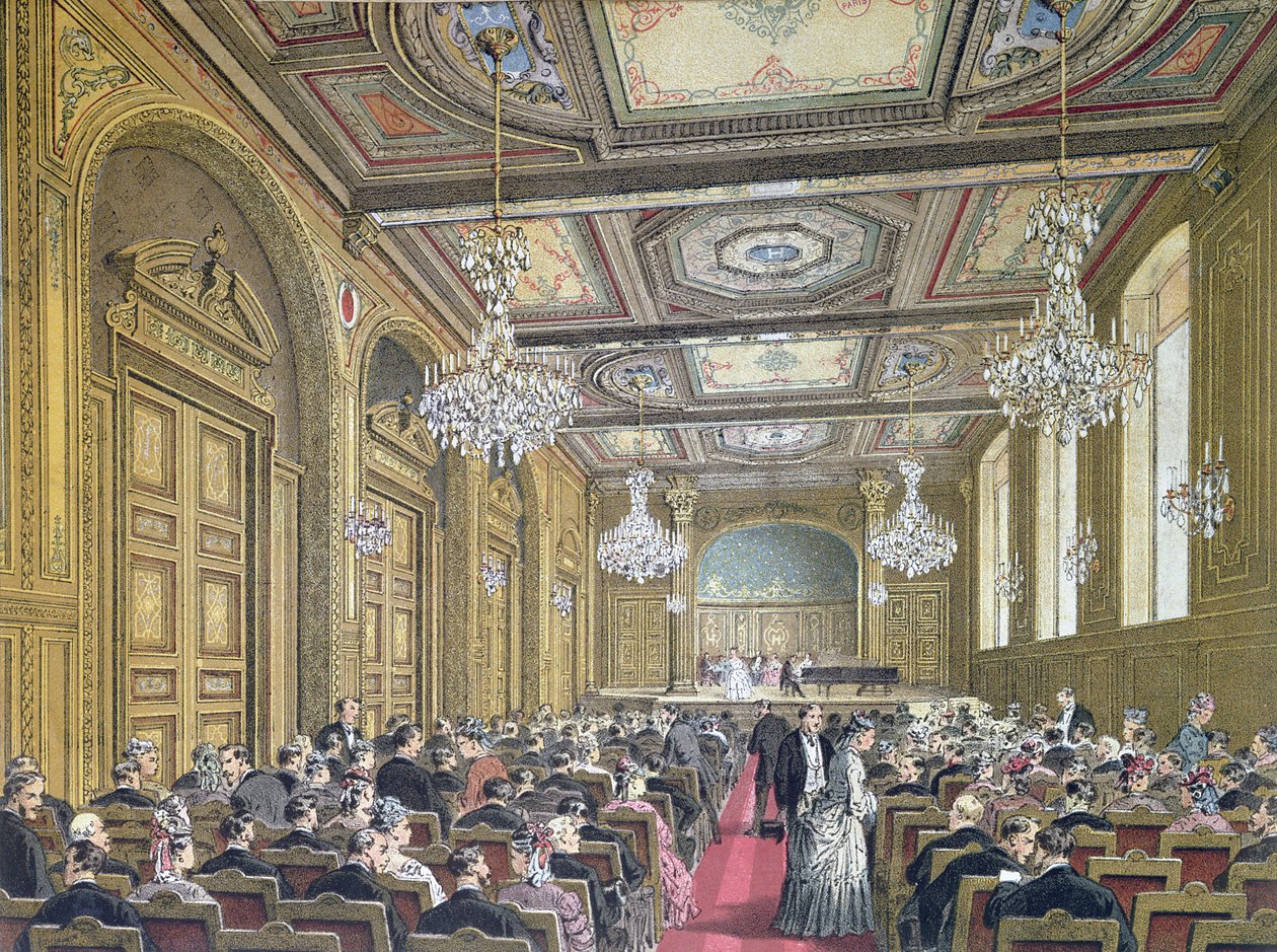 Ansicht eines Konzerts im Salle Herz in der Rue de la Victoire, Paris, ca. 1870-80 von French School