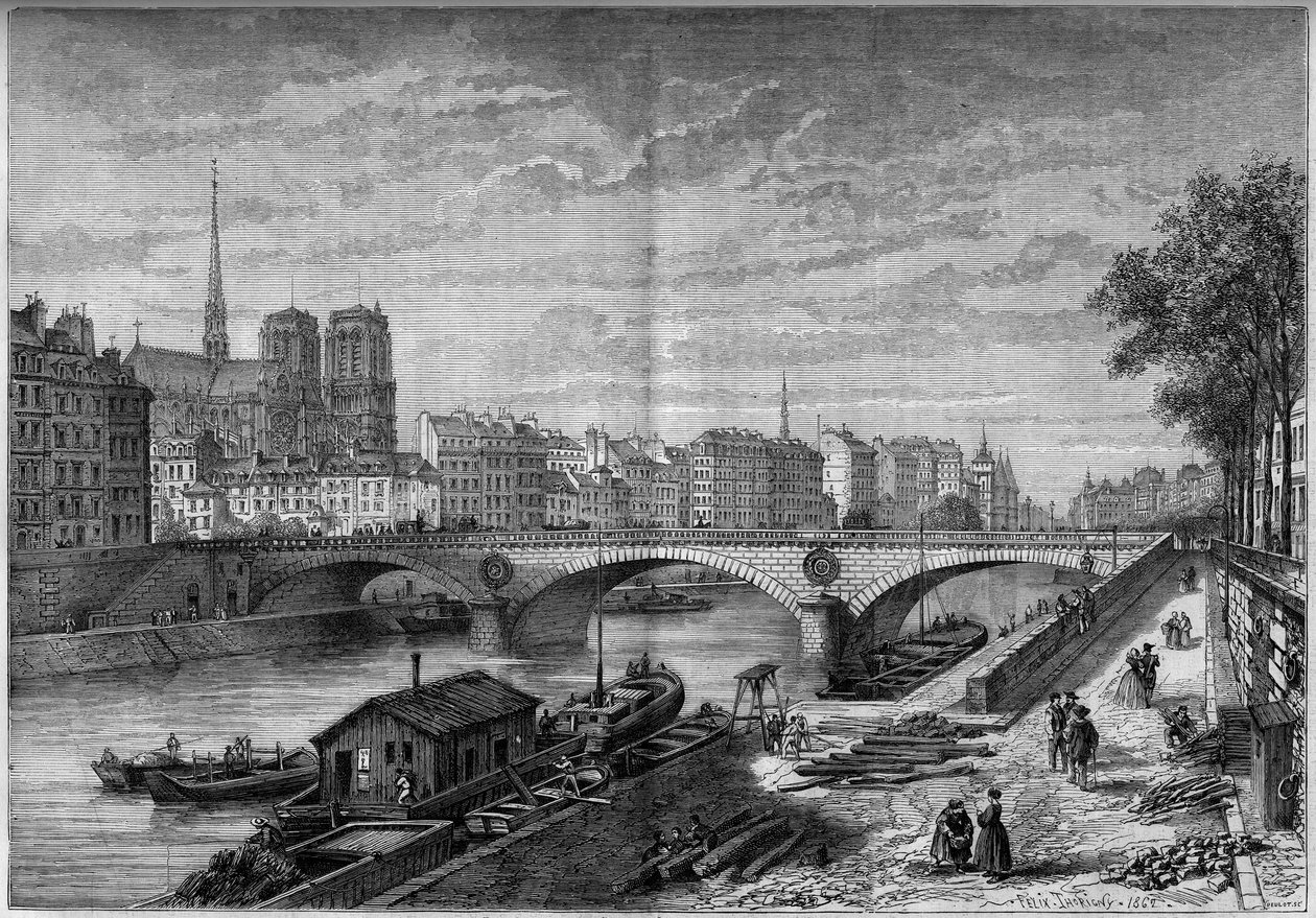 Ansicht der Louis Philippe Brücke (1861-1862), Paris von French School