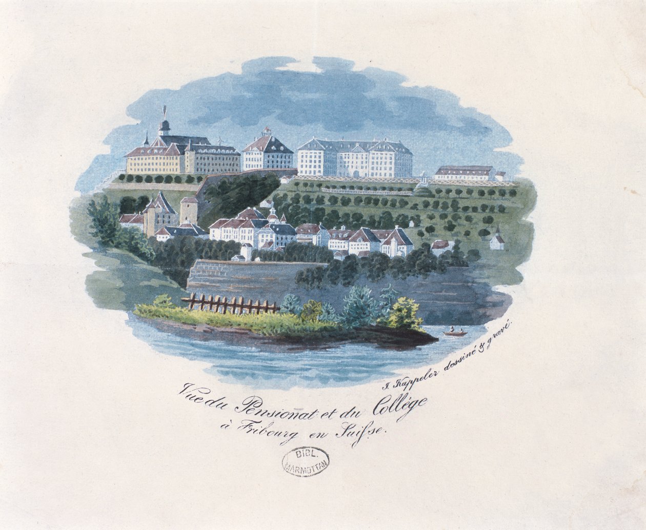 Ansicht des Internats und Colleges in Freiburg, Schweiz von French School