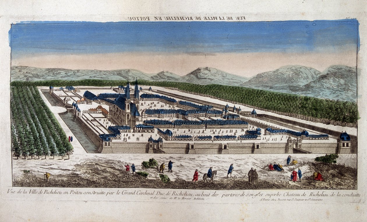 Ansicht der Stadt Richelieu in Poitou von French School
