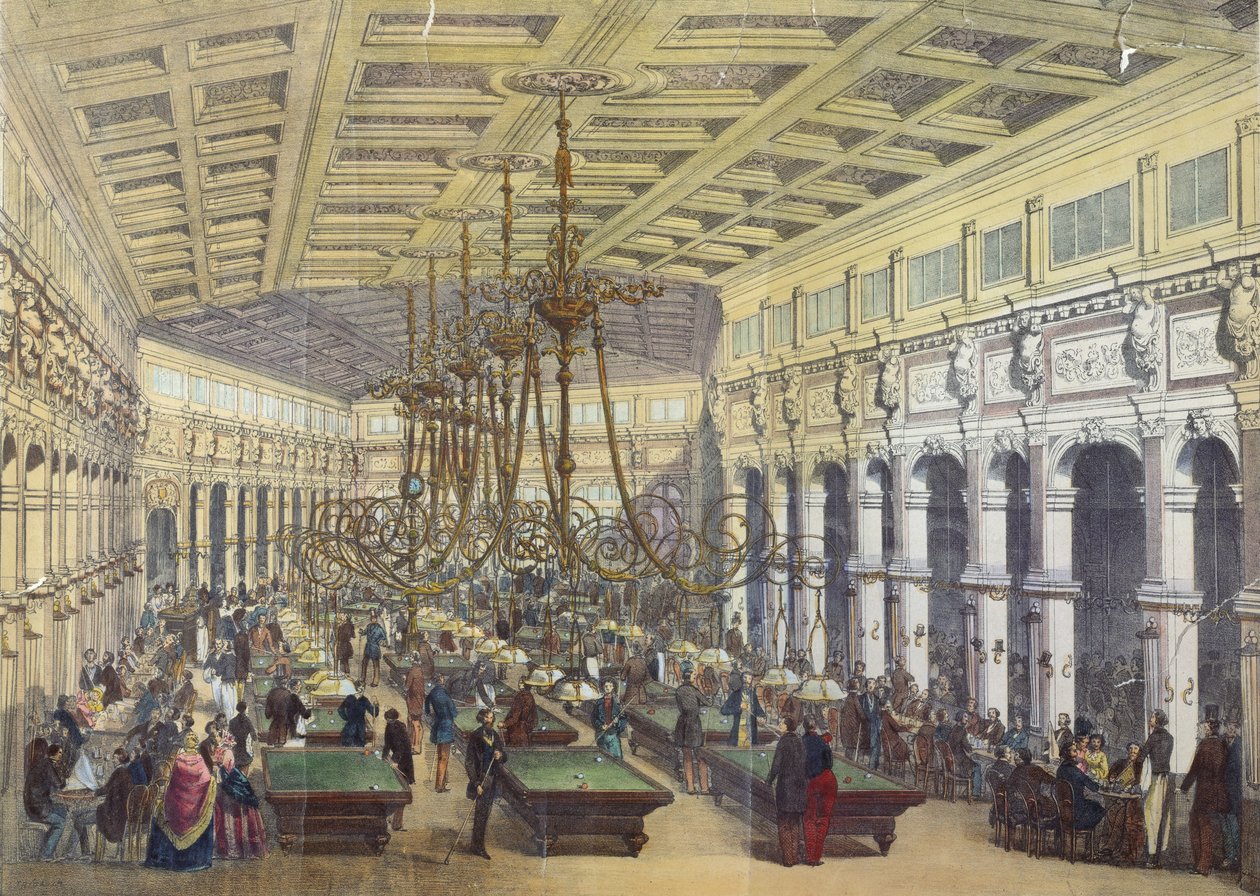 Blick auf das Innere des Grand Cafe Parisien, Paris, graviert von Thibault, 1855 von French School