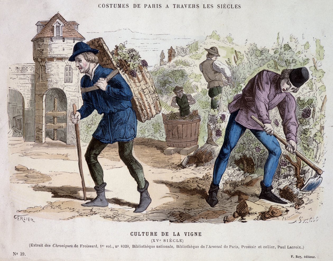 Weinkultur im 15. Jahrhundert - in Costume de Paris durch die Jahrhunderte von French School