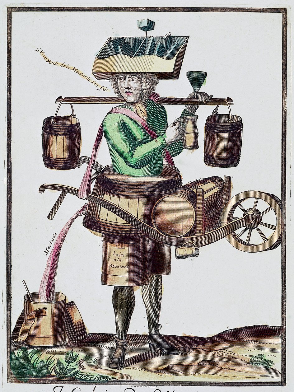 Essighersteller, Farbige Gravur, Frankreich von French School