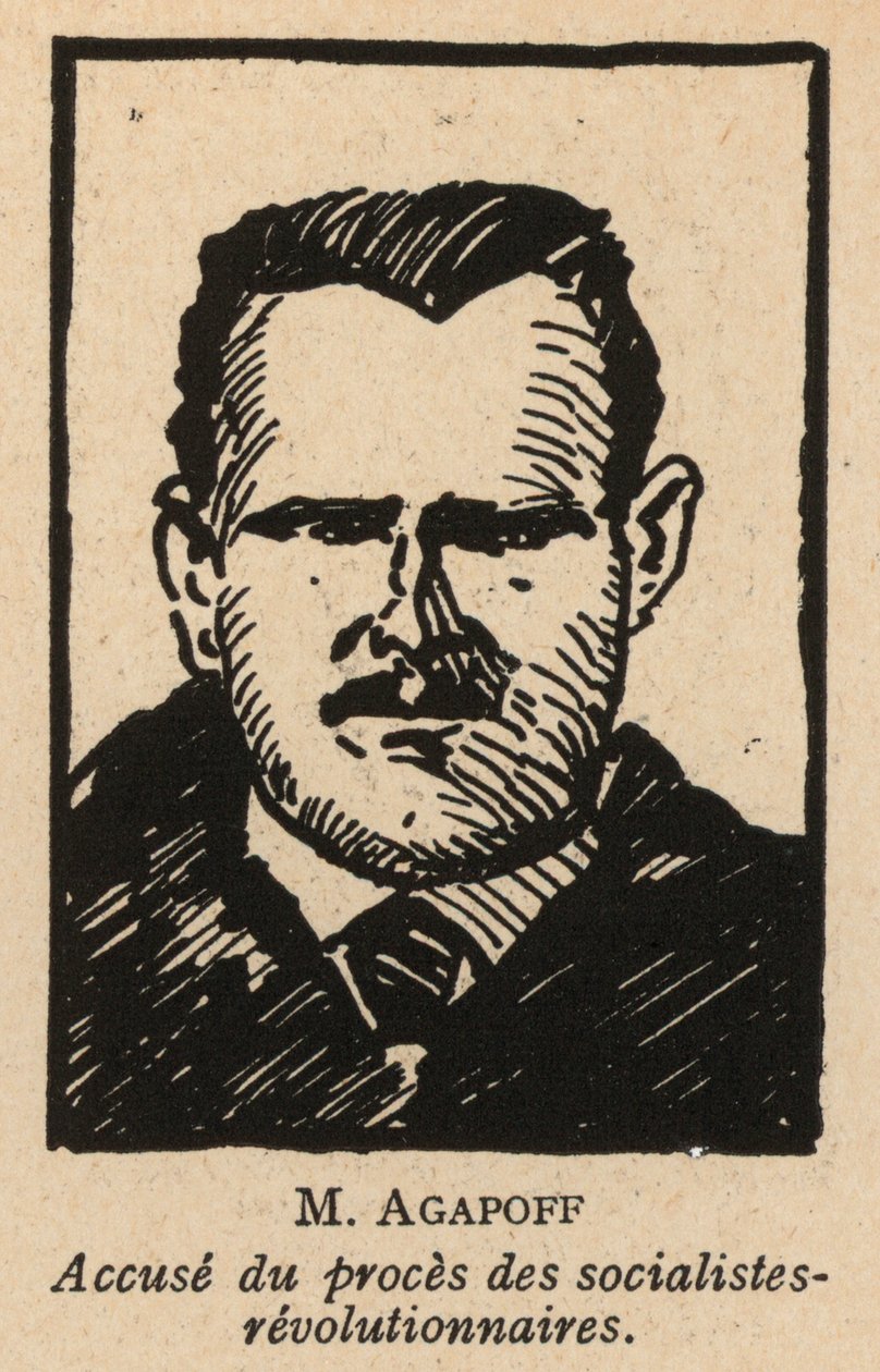 Wladimir Agapov, russischer sozialistischer Revolutionär und Angeklagter im Moskauer Prozess 1922, dem ersten sowjetischen Schauprozess von French School