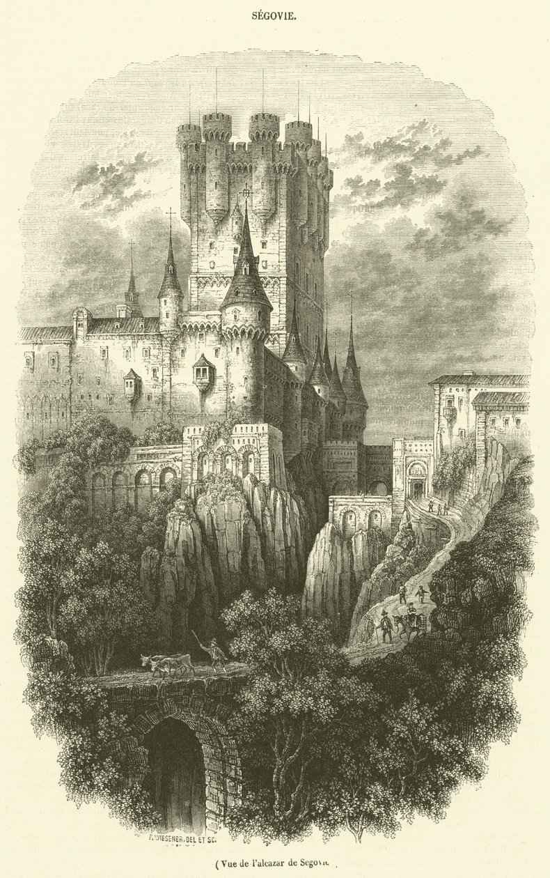 Ansicht des Alcázar von Segovia (Gravur) von French School