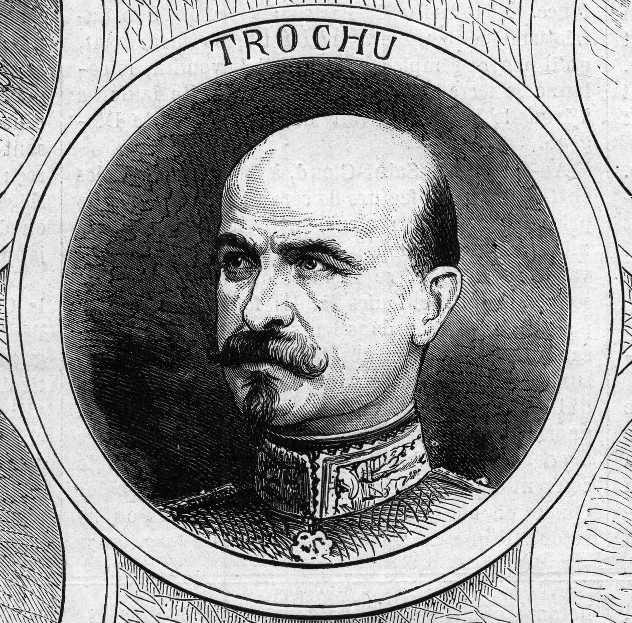 Krieg von 1870 - Regierung der Nationalen Verteidigung: Porträt von General Louis Jules Trochu (1815-1896), Präsident der provisorischen Regierung von 1870. Gravur in „Le Monde Illustré“ Nr. 706 vom 22. Oktober von French School