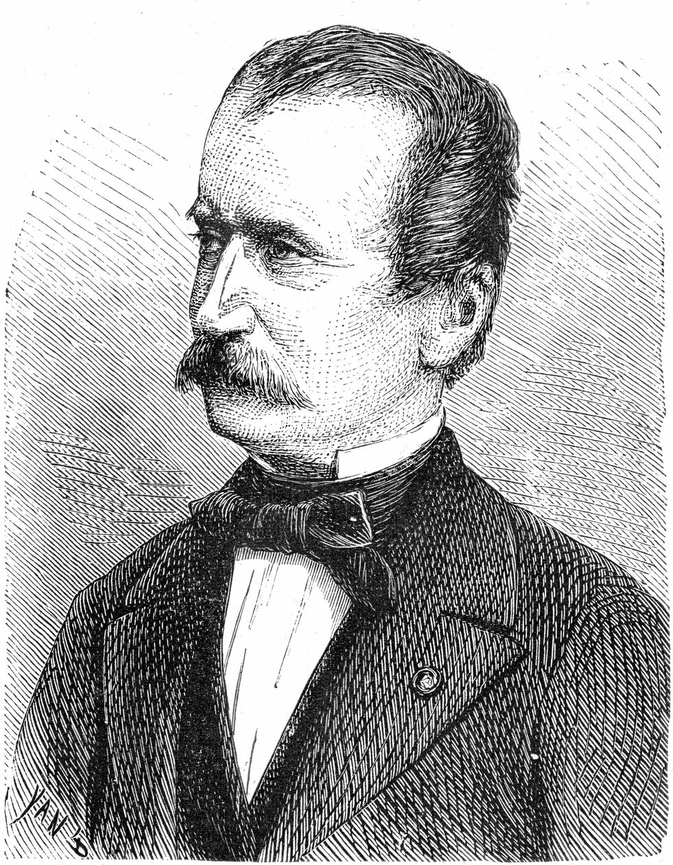 Wilhelm von Engerth (1814-1884) österreichischer Ingenieur (Lokomotive), Gravur von French School
