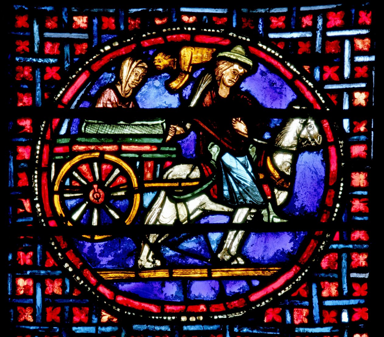 Fenster, das Julienne zeigt, wie sie die Reliquien von St. Stephan nach Konstantinopel bringt von French School