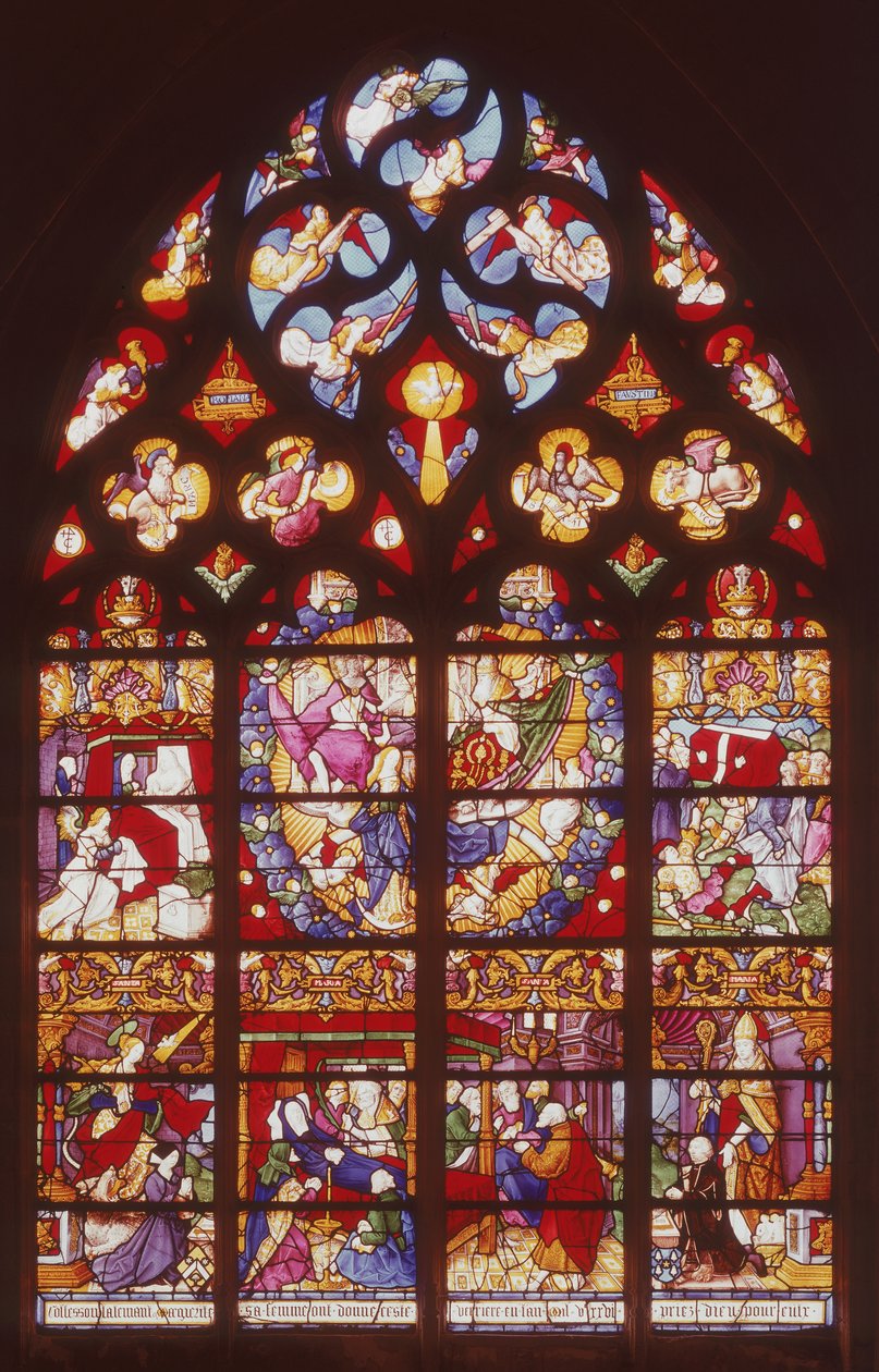 Fenster, das Szenen aus dem Leben der Jungfrau darstellt von French School