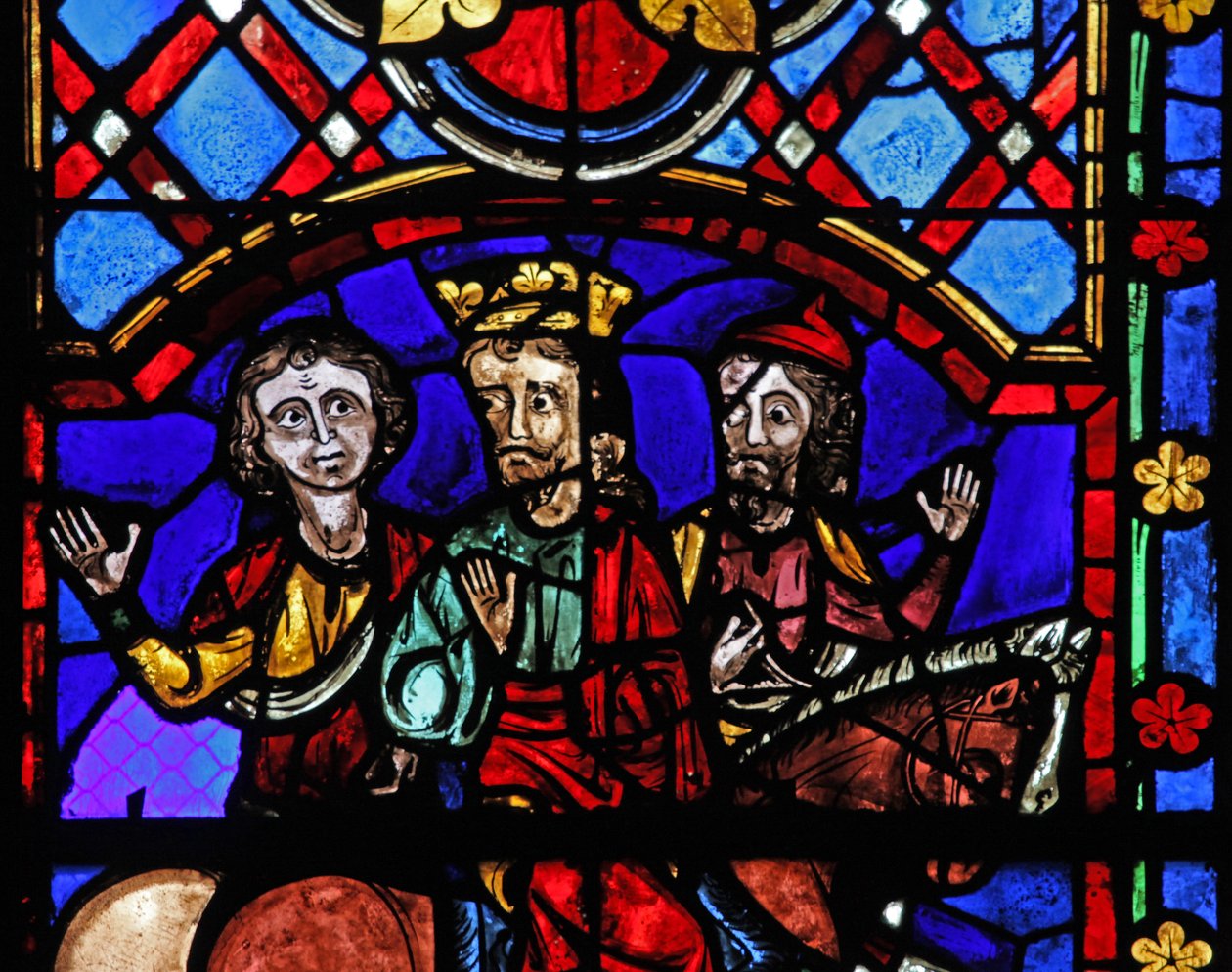 Fenster w04, Darstellung mittelalterlicher Gesichter von French School
