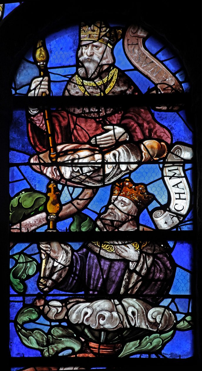Fenster w10, König Manasse und König Acham am Jessebaum darstellend von French School