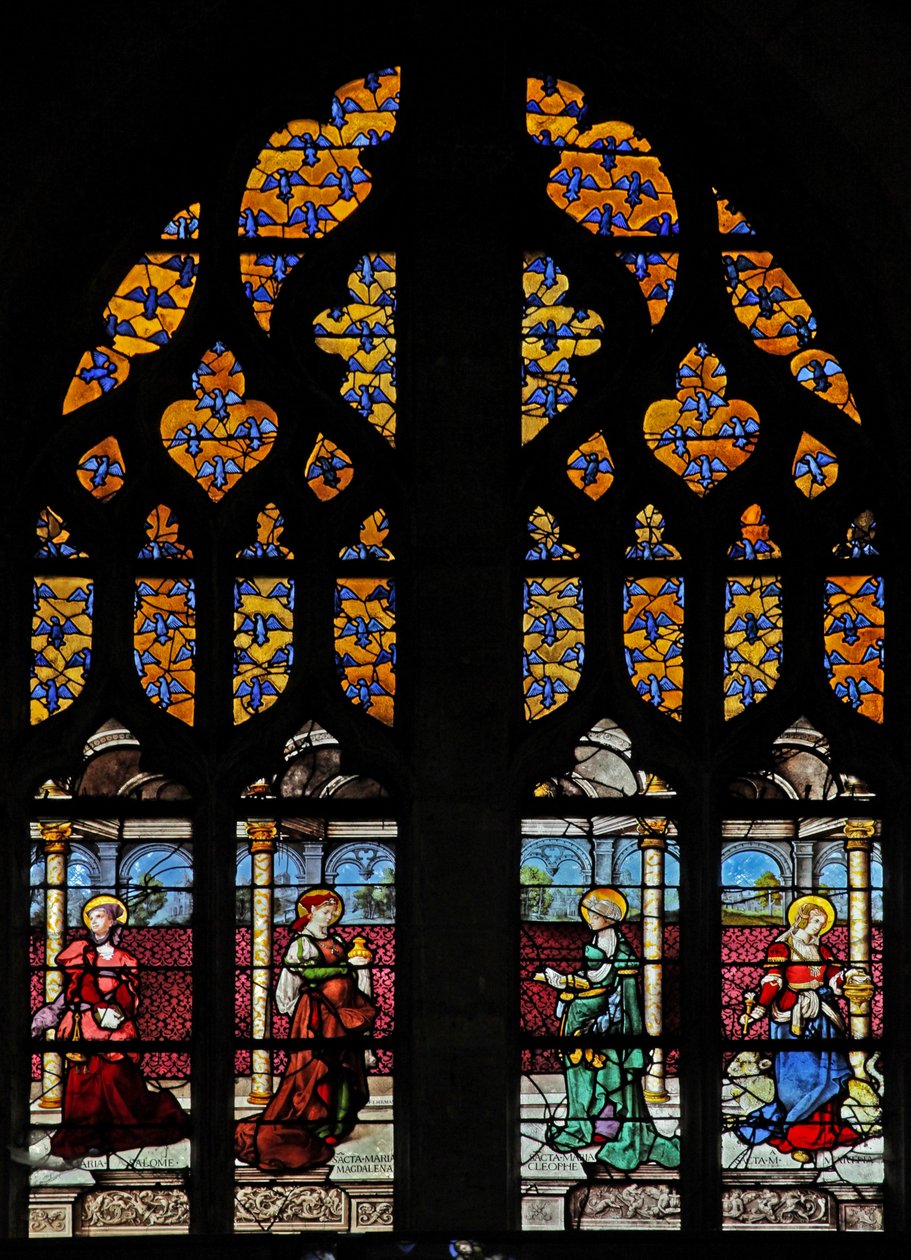 Fenster w11 zeigt heraldische Adler des Wappens der Montmorencys von French School