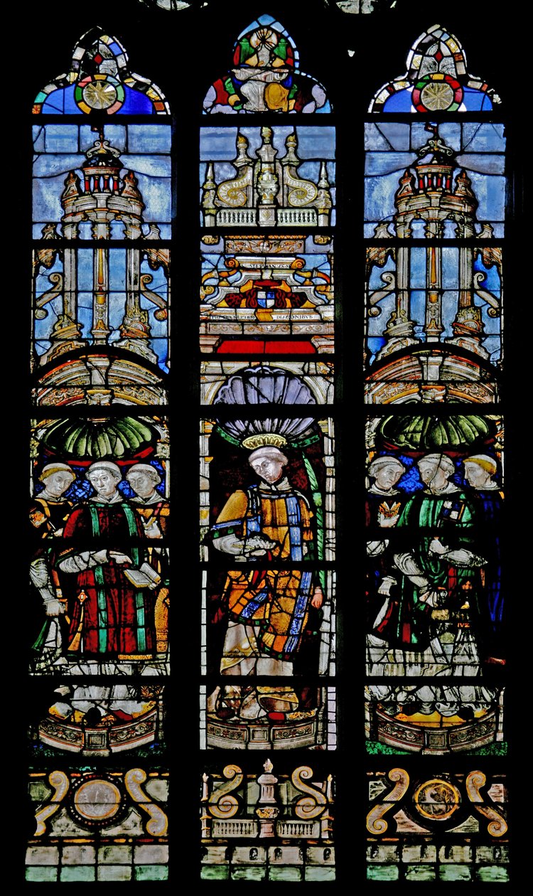 Fenster w12, Darstellung von sieben Diakonen, darunter Antoine de Crevant von French School