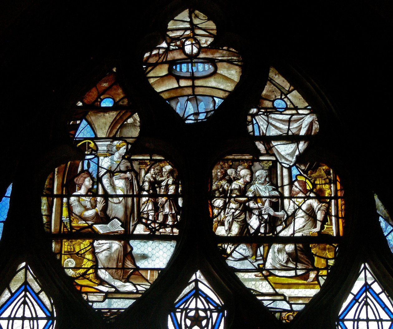Fenster w13, Jesus mit Martha und Maria von French School