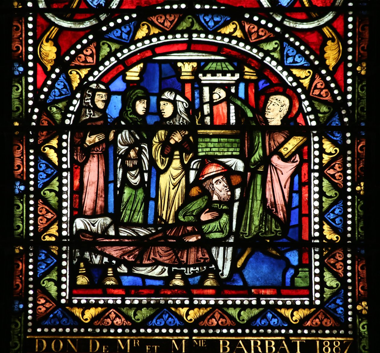 Fenster w13, das Mahl bei Simon. Maria Magdalena wäscht die Füße Christi darstellend von French School