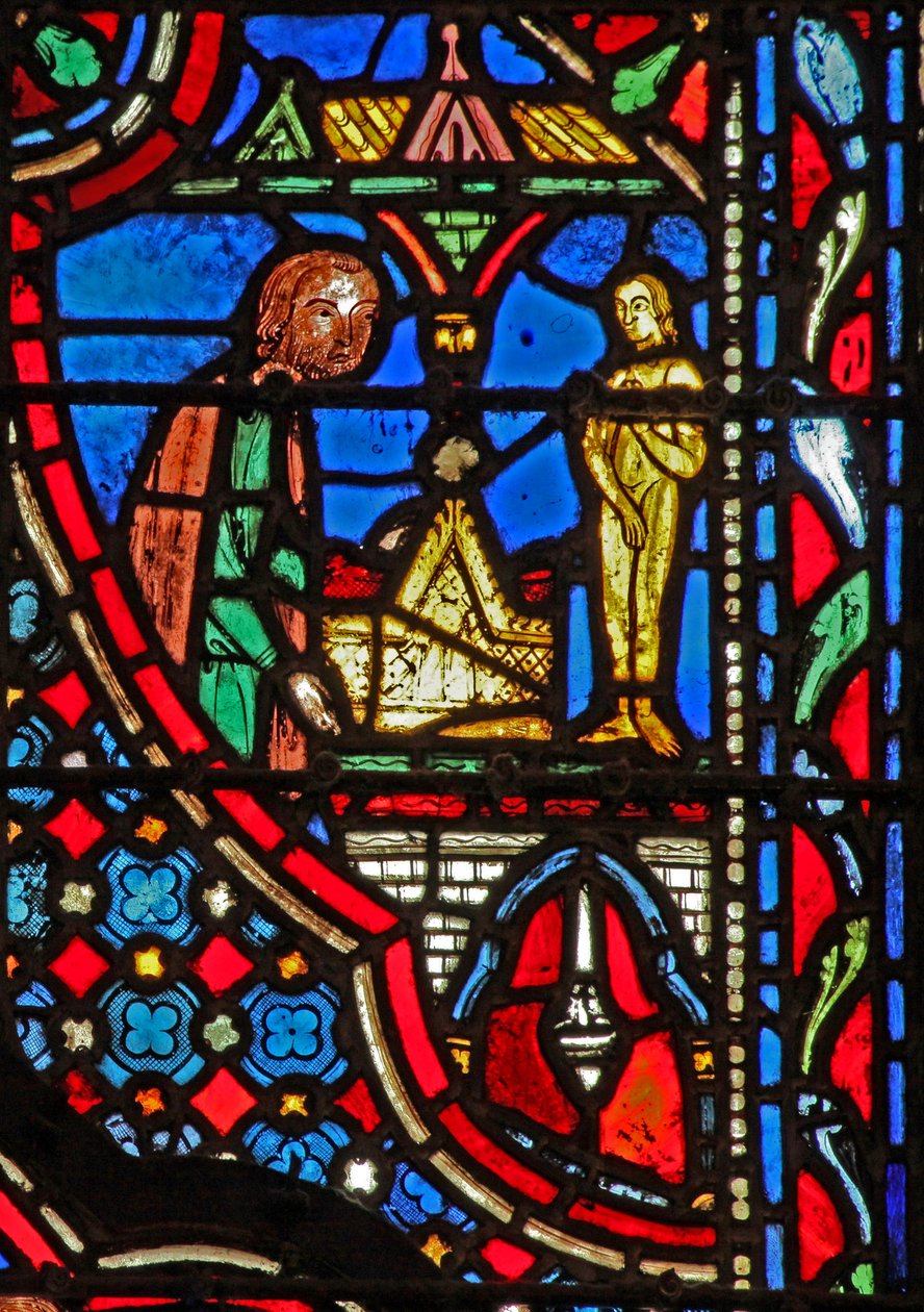 Fenster w14 Die Bundeslade im Tempel von Dagon (und Götze) I Sam V 2 von French School