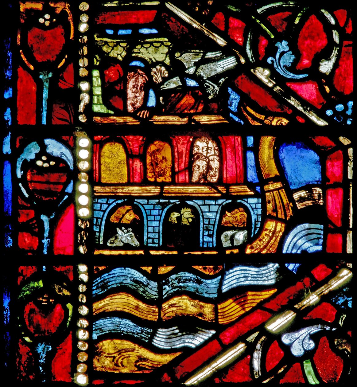 Fenster w19, Geschichte der Arche Noah: die Taube kehrt zurück von French School