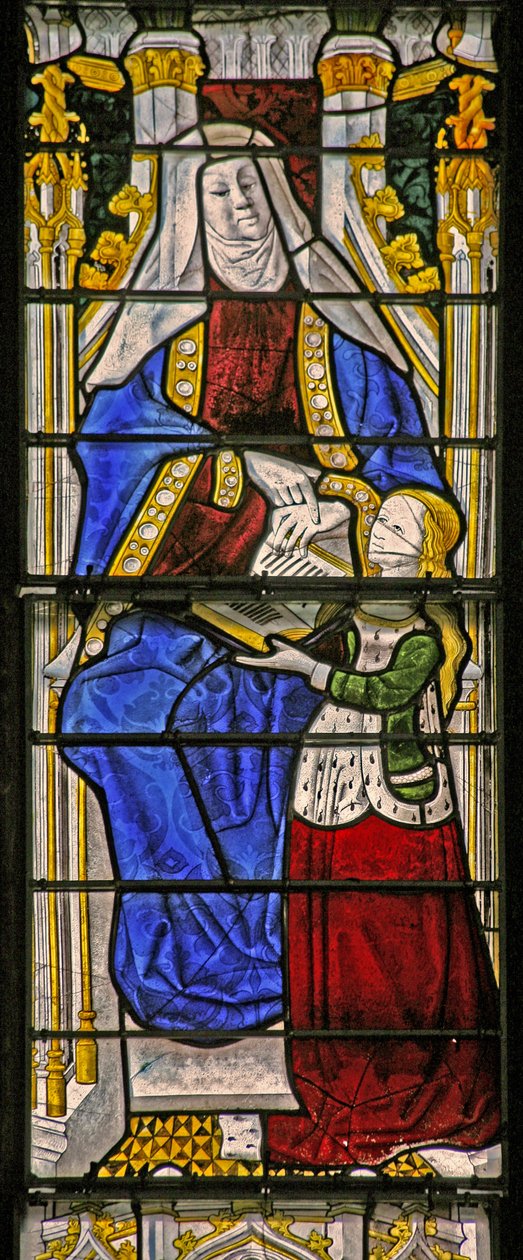 Fenster w1, das St. Anna darstellt, die der Jungfrau das Lesen beibringt von French School