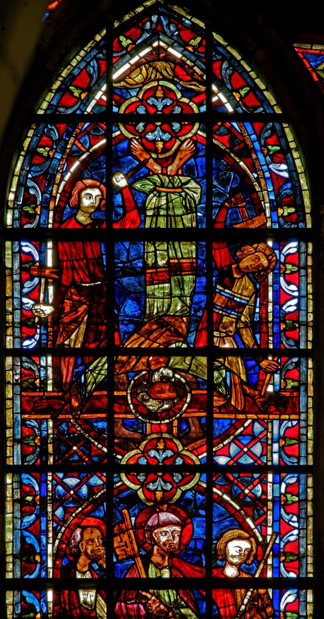 Fenster w204, die Kreuzigung des heiligen Petrus darstellend