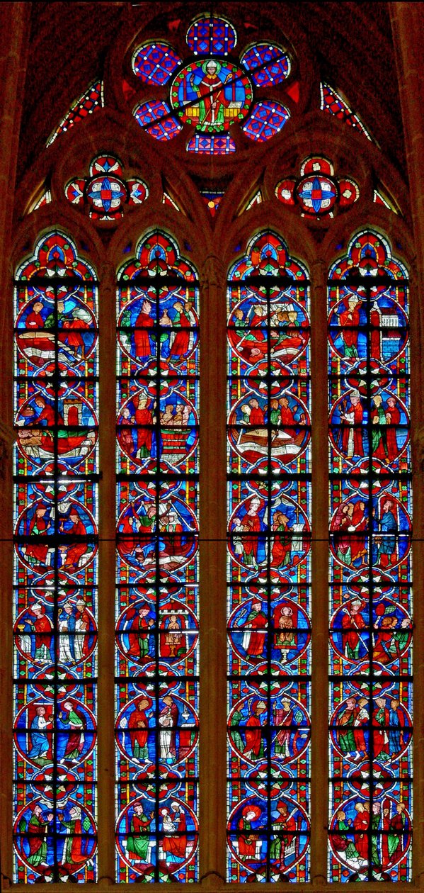 Fenster w209 zeigt Szenen aus dem Leben des Heiligen Nikolaus von French School