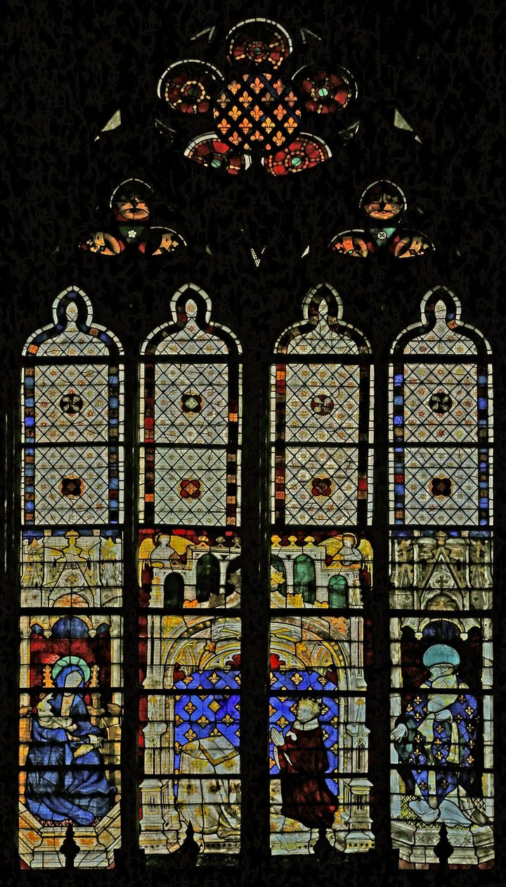 Fenster w210, das das königliche Fenster mit der Jungfrau Maria, Karl VI. und St. Denis darstellt von French School