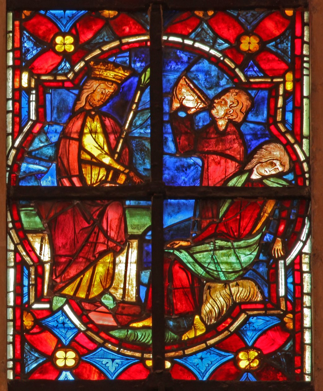 Fenster w212, Darstellung einer Szene aus der Legende von Johannes: der Heilige und der vergiftete Kelch von French School