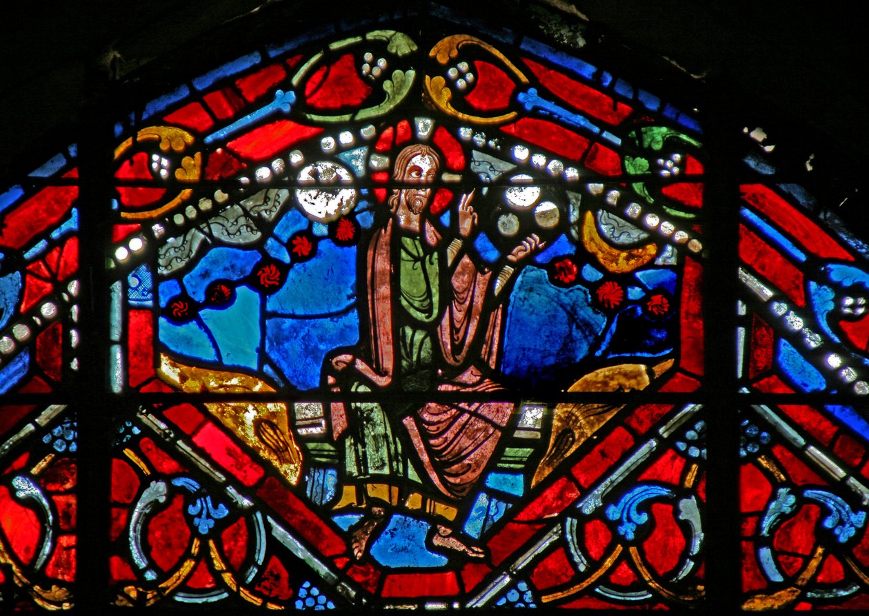 Fenster w21, Gott der Schöpfer erschafft Himmel und Erde von French School