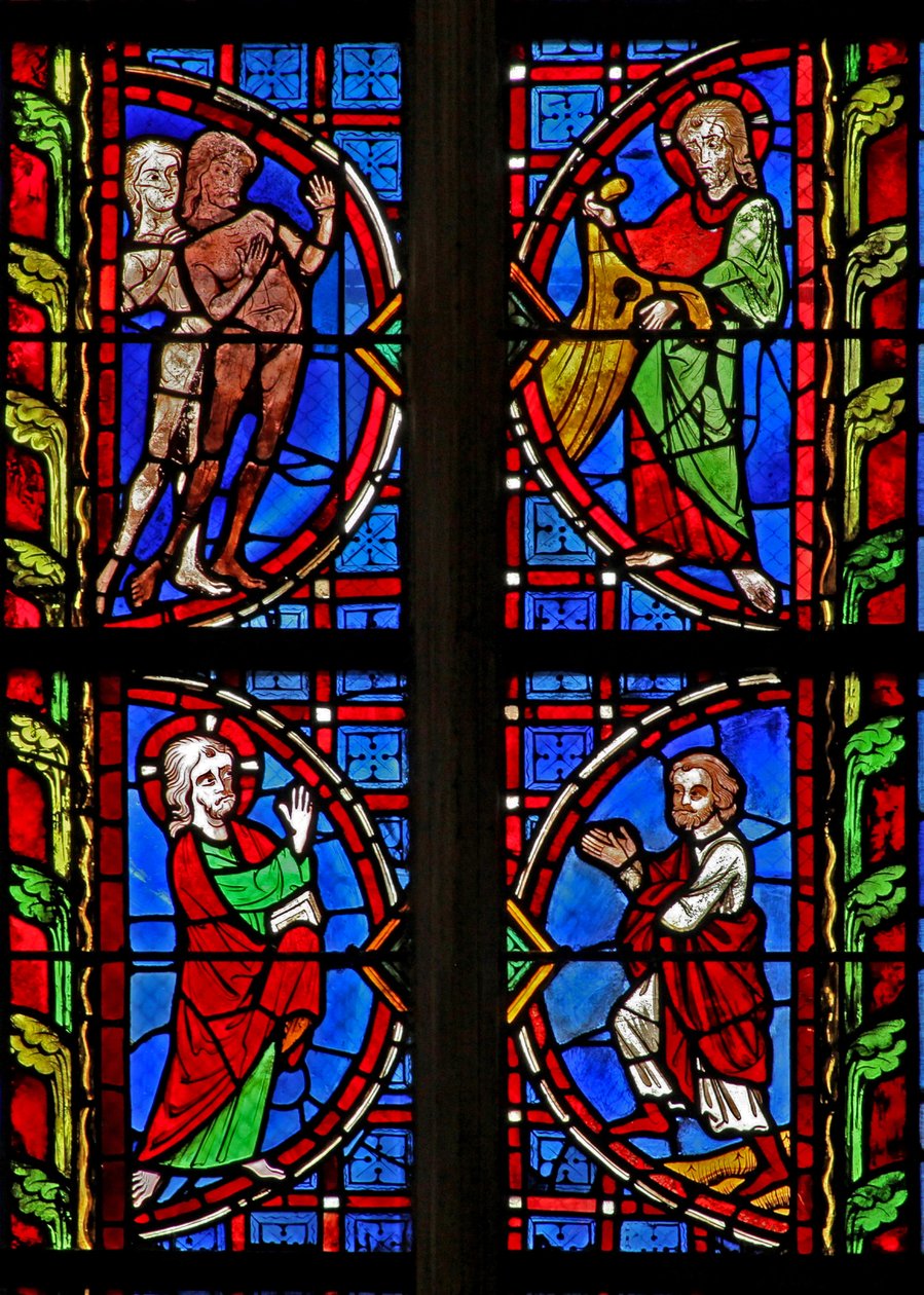 Fenster w30, Darstellung von Adam und Eva erhalten Kleidung von French School