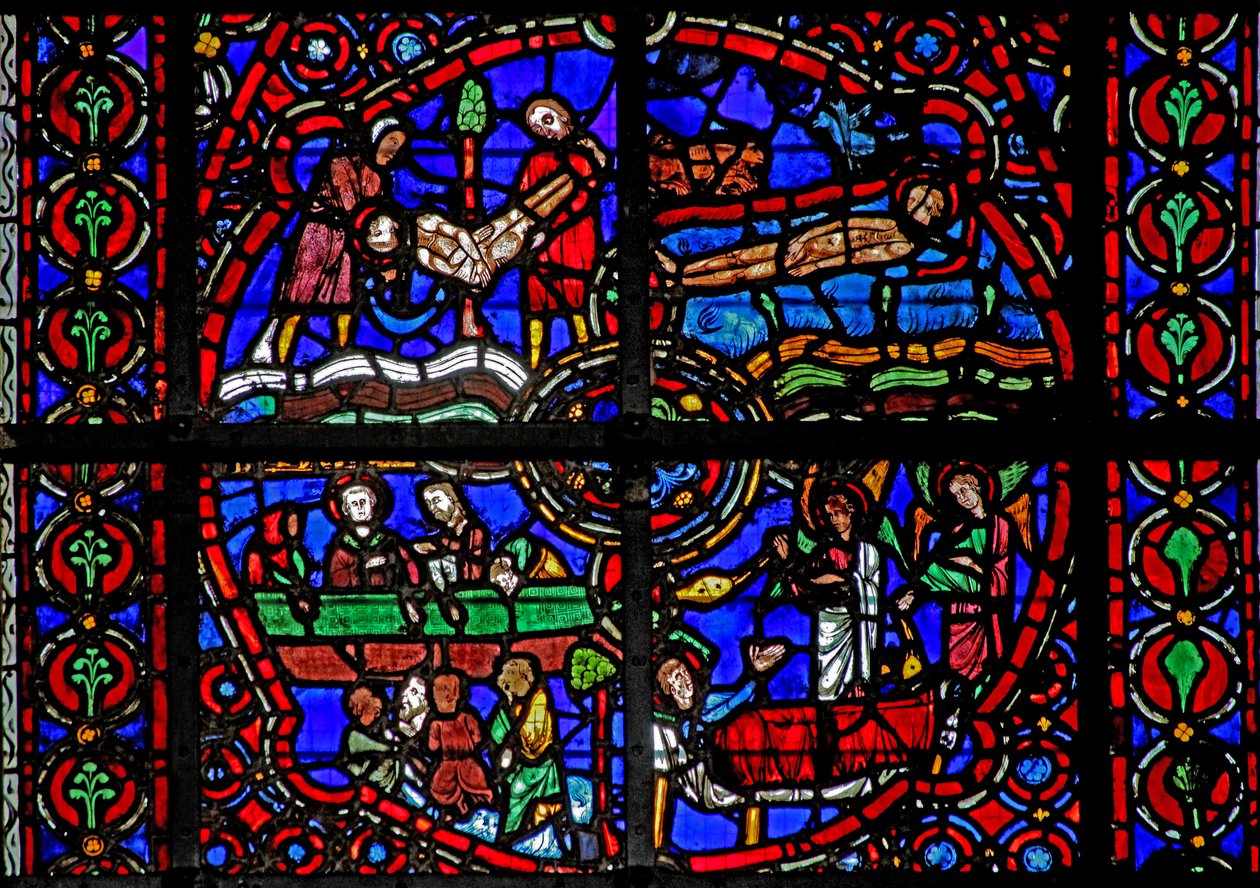 Fenster w39, Darstellung von Szenen aus dem Leben des St. Laurentius von French School