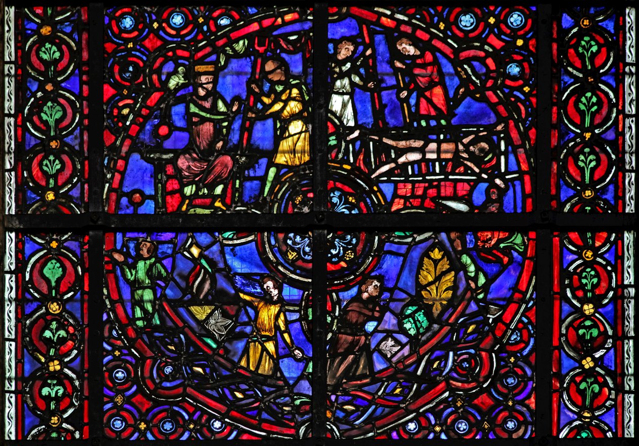 Fenster w39, Darstellung von Szenen aus dem Leben des St. Vincent von French School