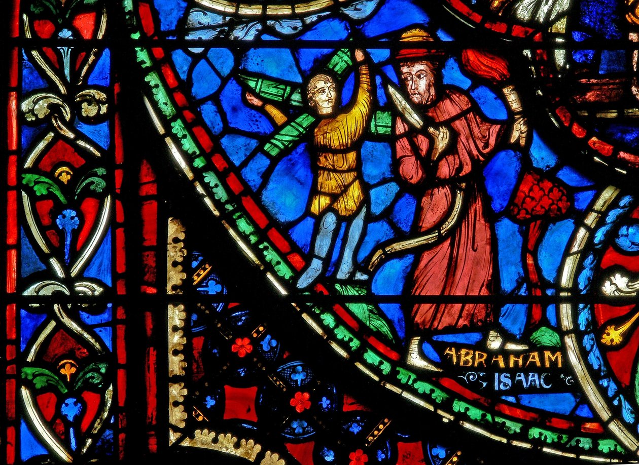 Fenster w3 mit Abraham, der Isaac opfern will von French School