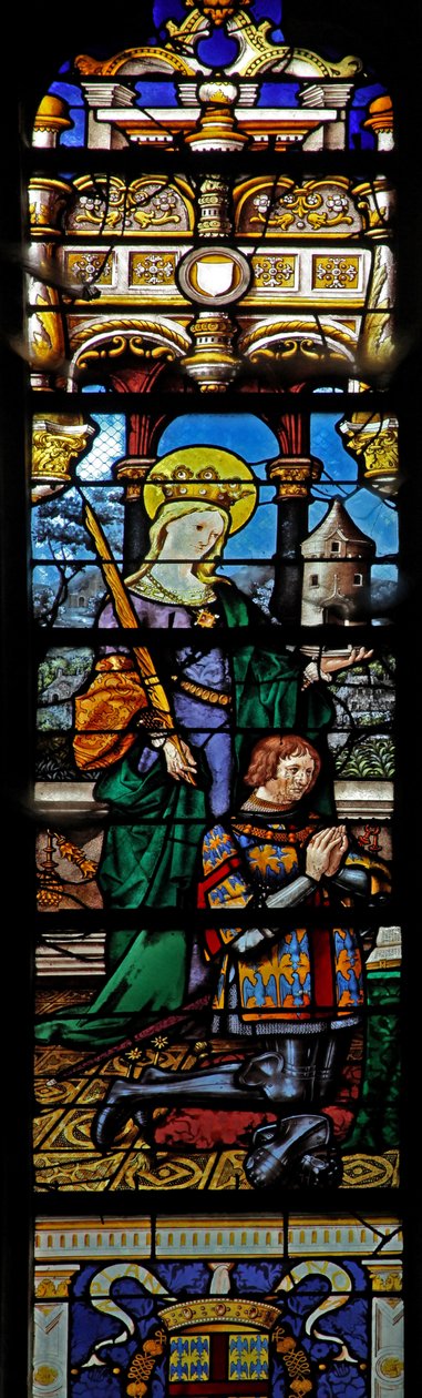 Fenster w3 mit der heiligen Barbara und einem Stifter von French School