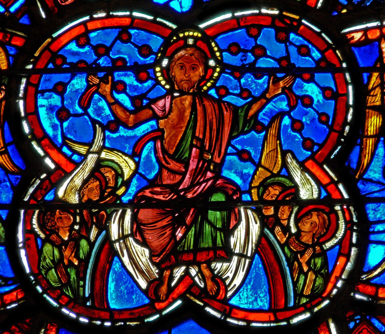 Fenster w4 mit Christus beim Jüngsten Gericht von French School
