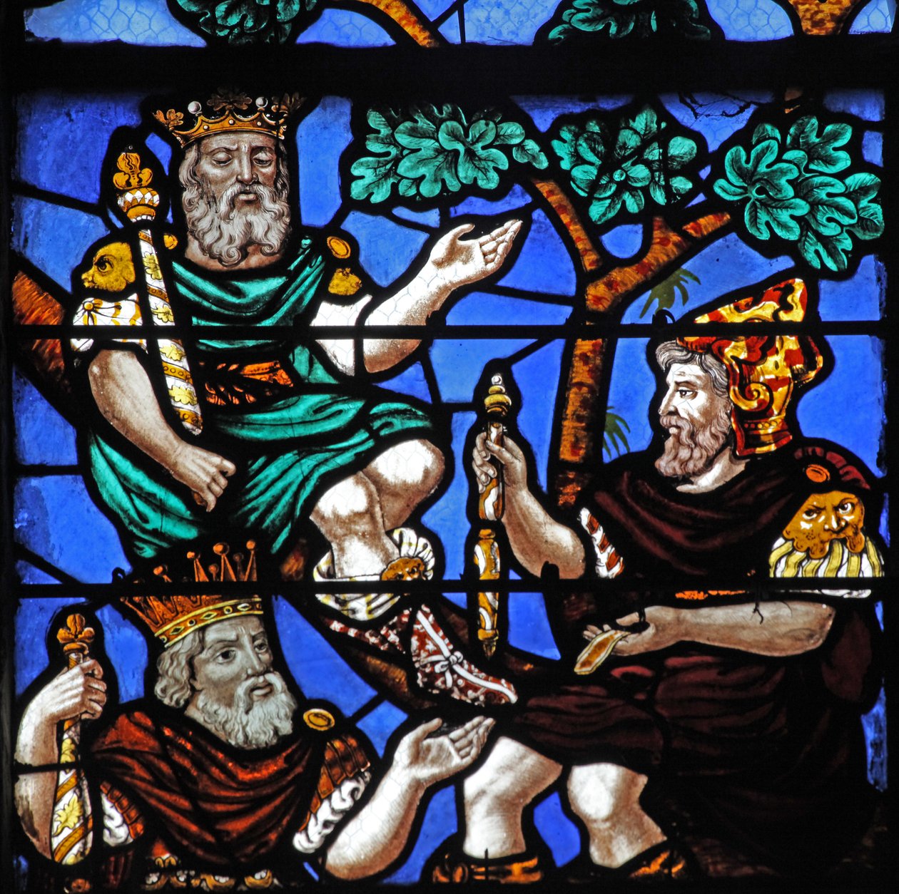 Fenster w4 zeigt Könige und einen Propheten am Baum Jesse von French School