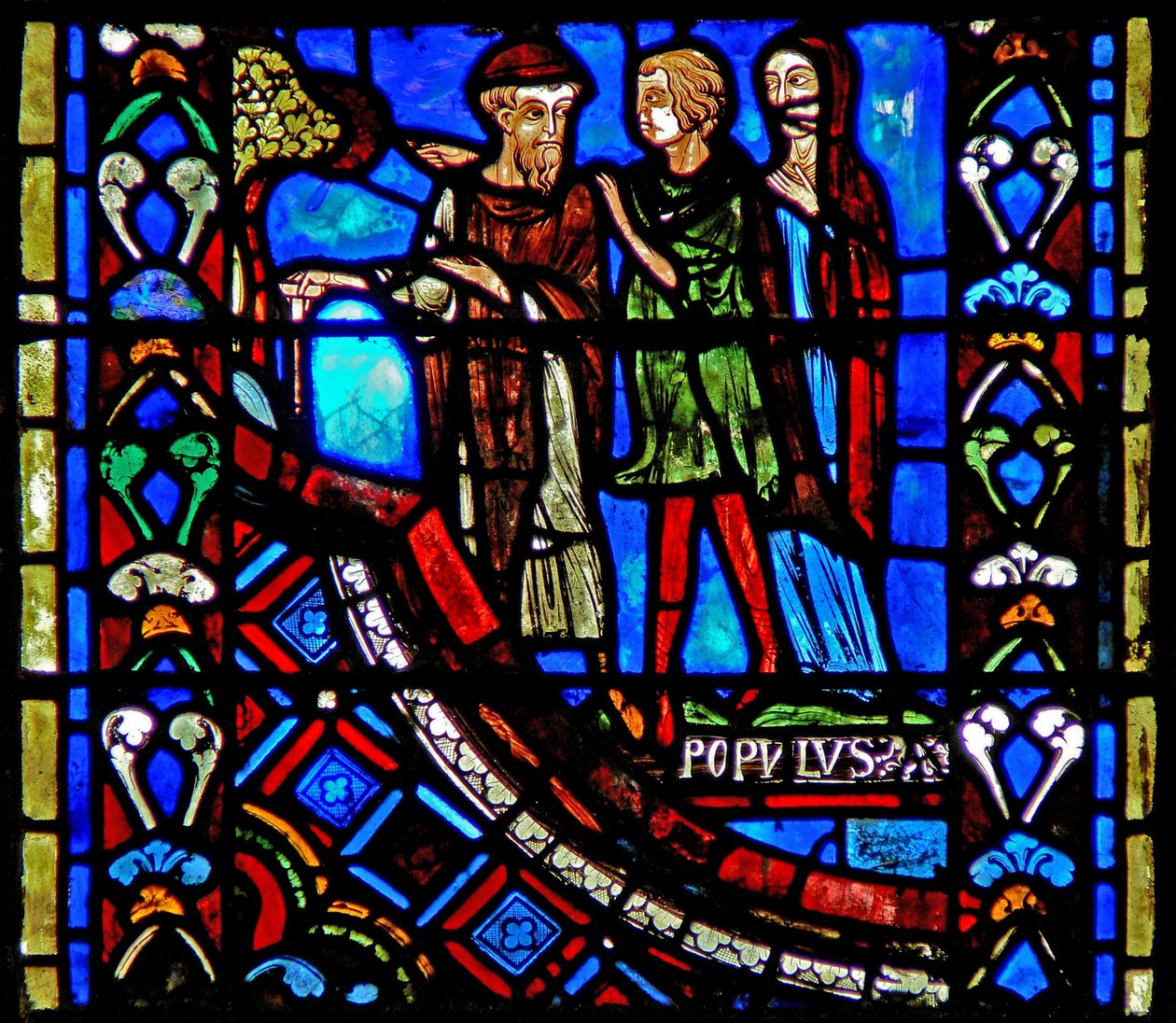 Fenster w53, Darstellung von Menschen, die St. Johannes der Täufer in der Wildnis zuhören von French School