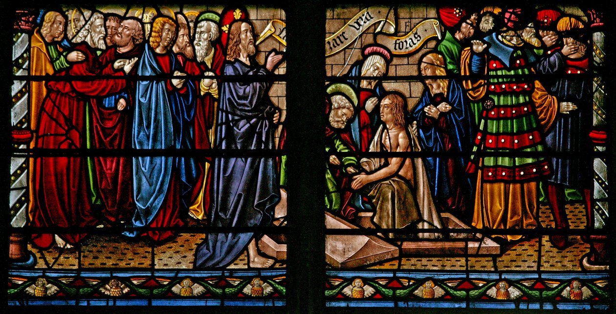 Fenster w6, Darstellung der Auferweckung des Lazarus von French School