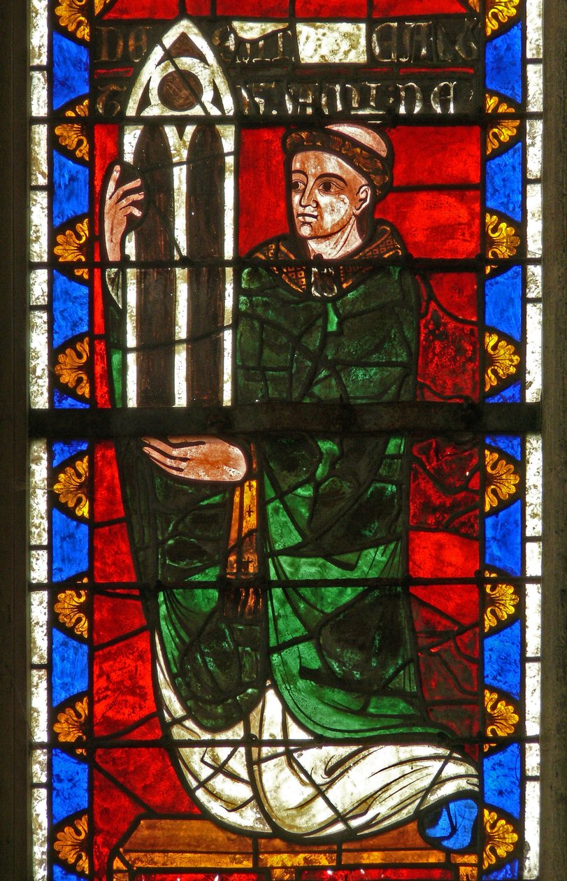 Fenster w7, das Stifter darstellt - den Dekan von Argentan, der ein Fenster gibt von French School