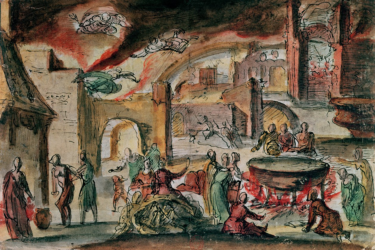 Hexenszene, wahrscheinlich ein Bühnenbild, 2. Hälfte des 17. Jahrhunderts von French School