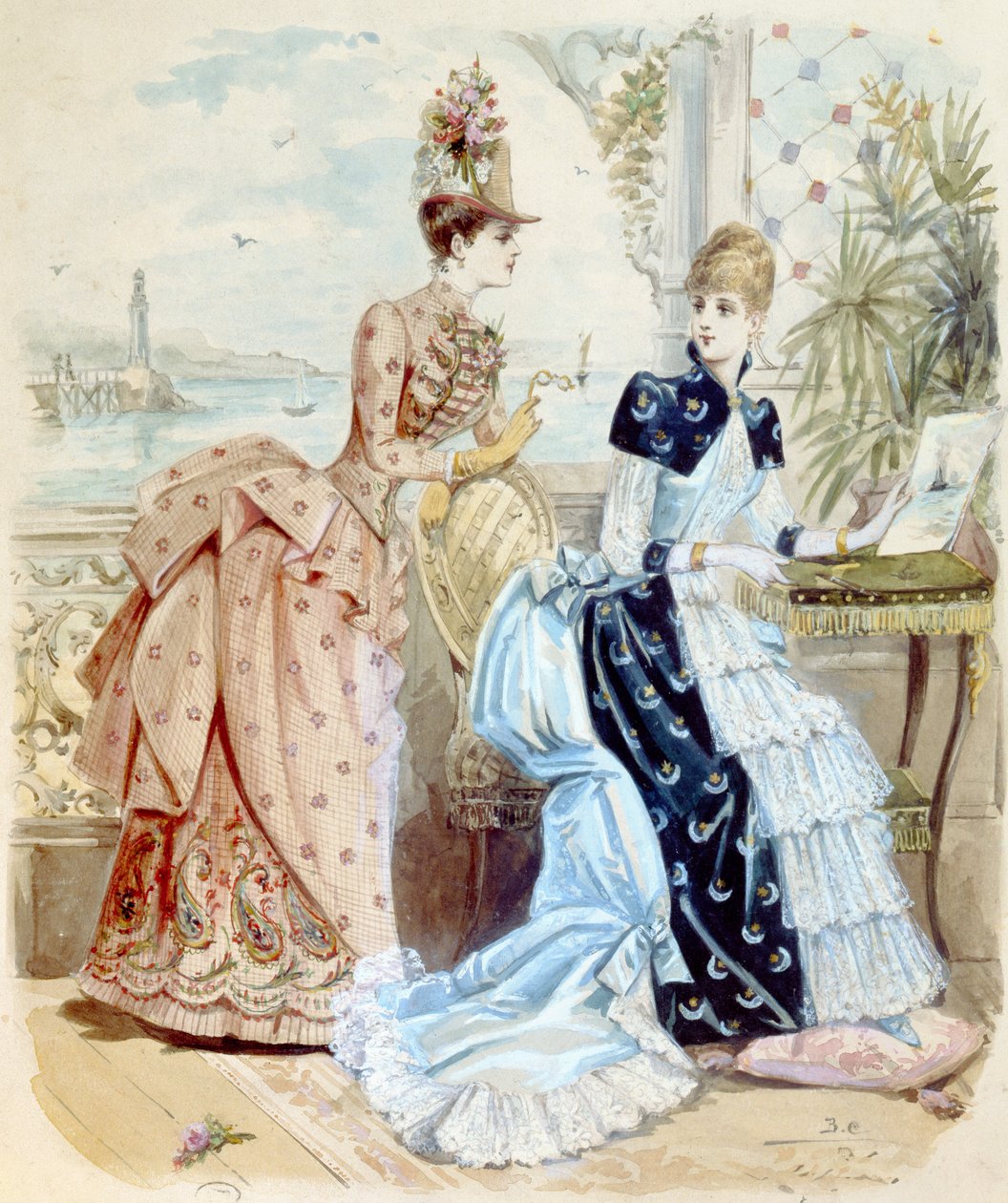 Frauen an einem Badeort am Meer, 1885 von French School