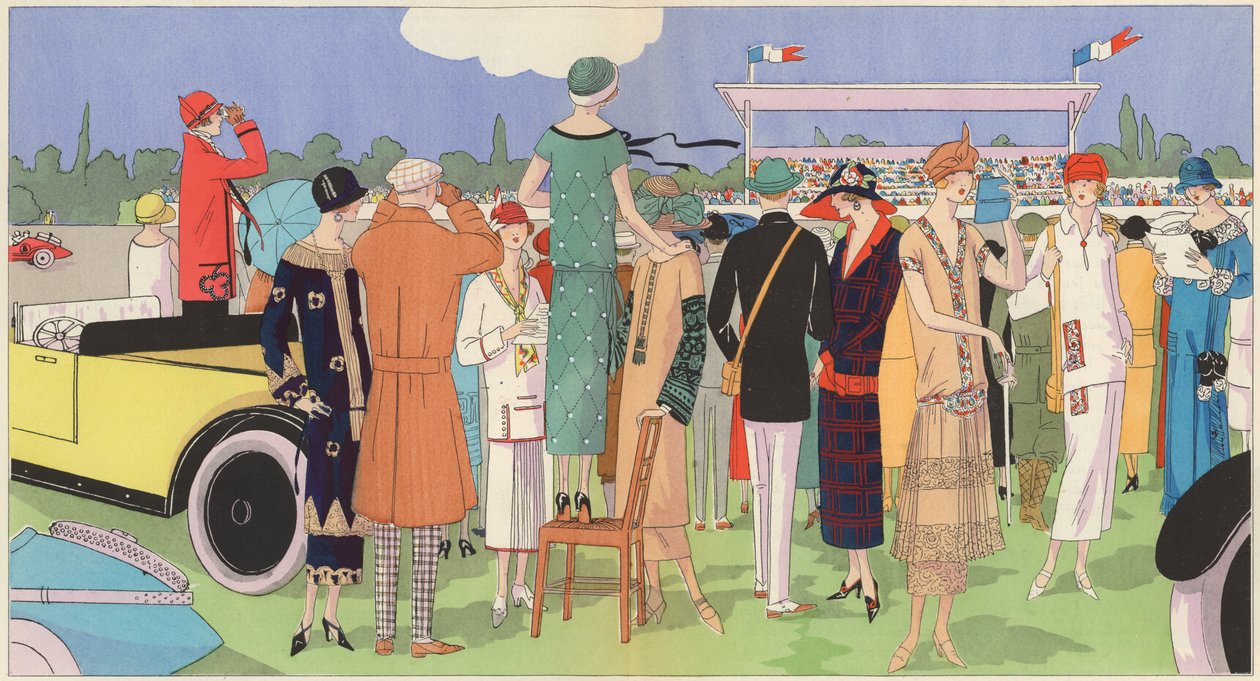 Damenmode bei den Rennen von Designern Jeanne Lanvin, Jean Patou, Premet, Georges Doeuillet von French School